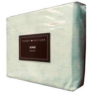 new Tommy Hilfiger PETAL BURST Aqua-colored KING Bedskirt ( NOS / Vintage )